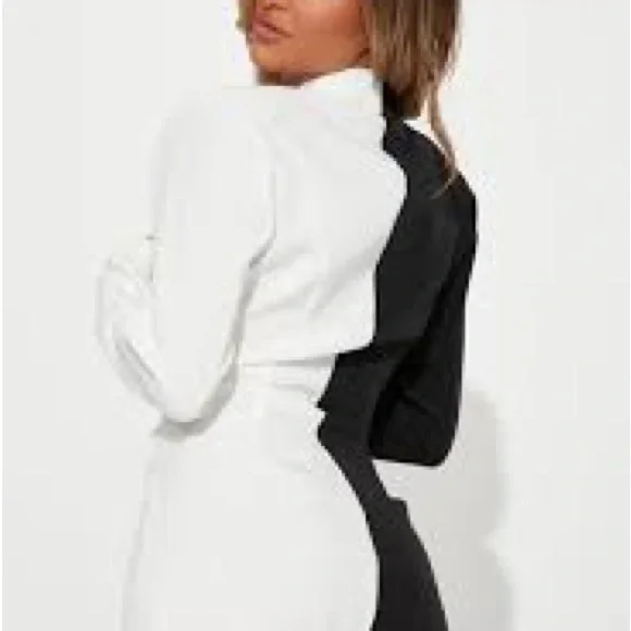 Endless Rose Black and White Romper Blazer - Picture 3 of 4